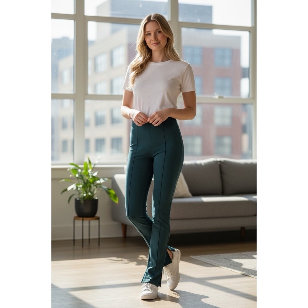 Zara Dark Teal/Black High Rise Seam Leggings Size XS NWT